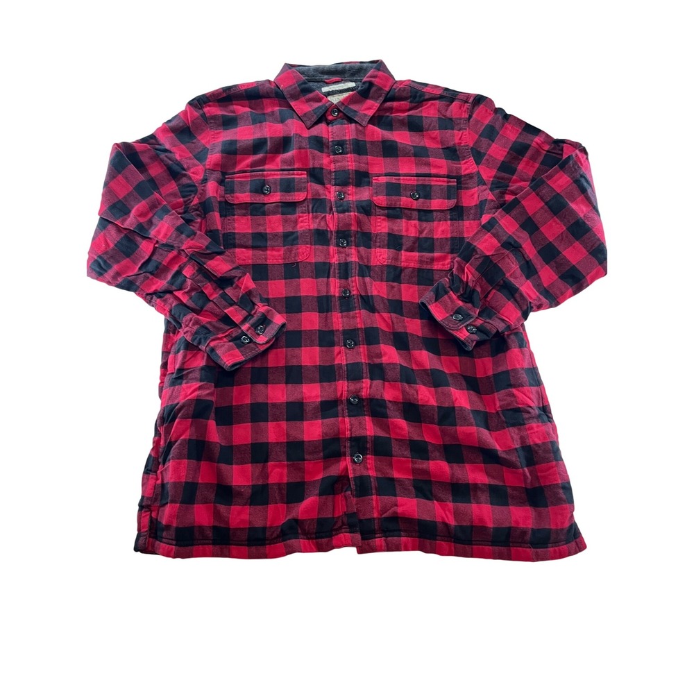 NWOT LL Bean Mens Traditional Fit Flannel Shirt Buffalo Plaid Sherpa‎ Lined XLT